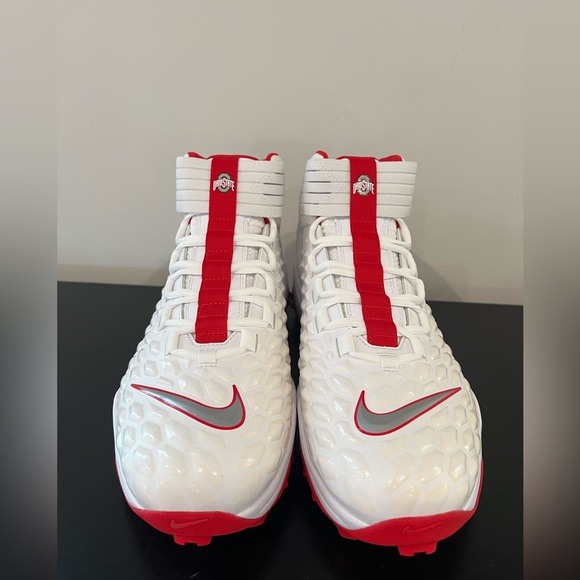 Size 16 Nike Force Savage Pro 2 Shark Ohio State PE Football Cleats White Red main image 5